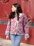 Veste cerise kantha à motifs