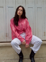 Blouse maroushka en coton rose