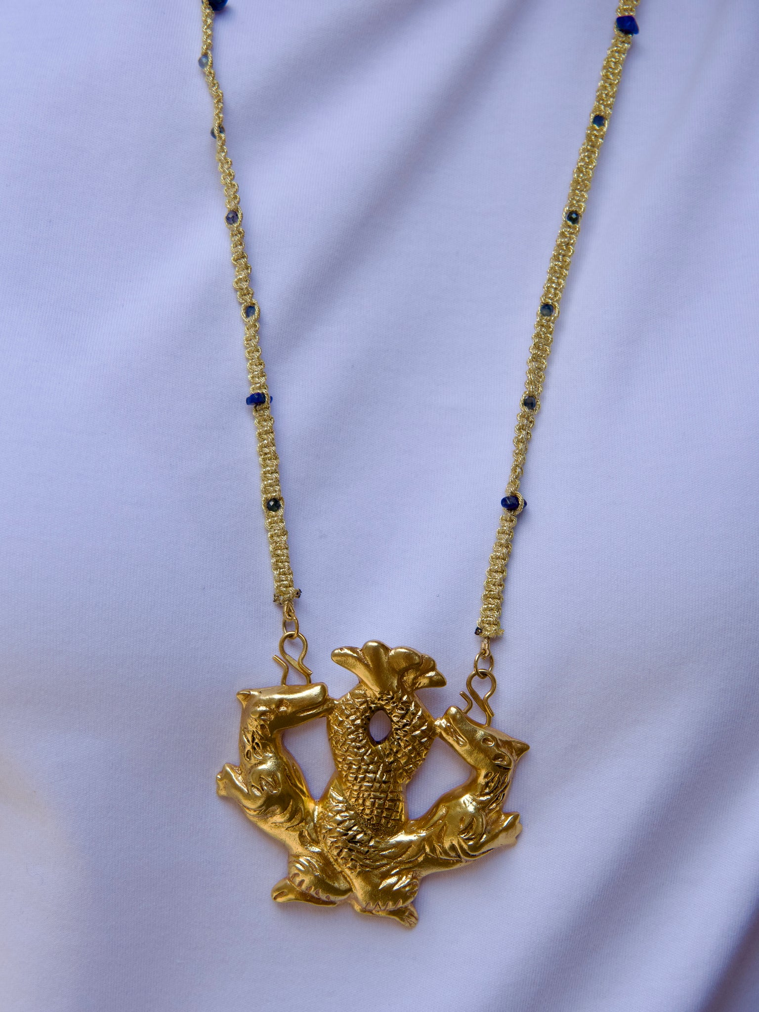 collier sautoir saphir et lapis lazuli pierre semi precieuse