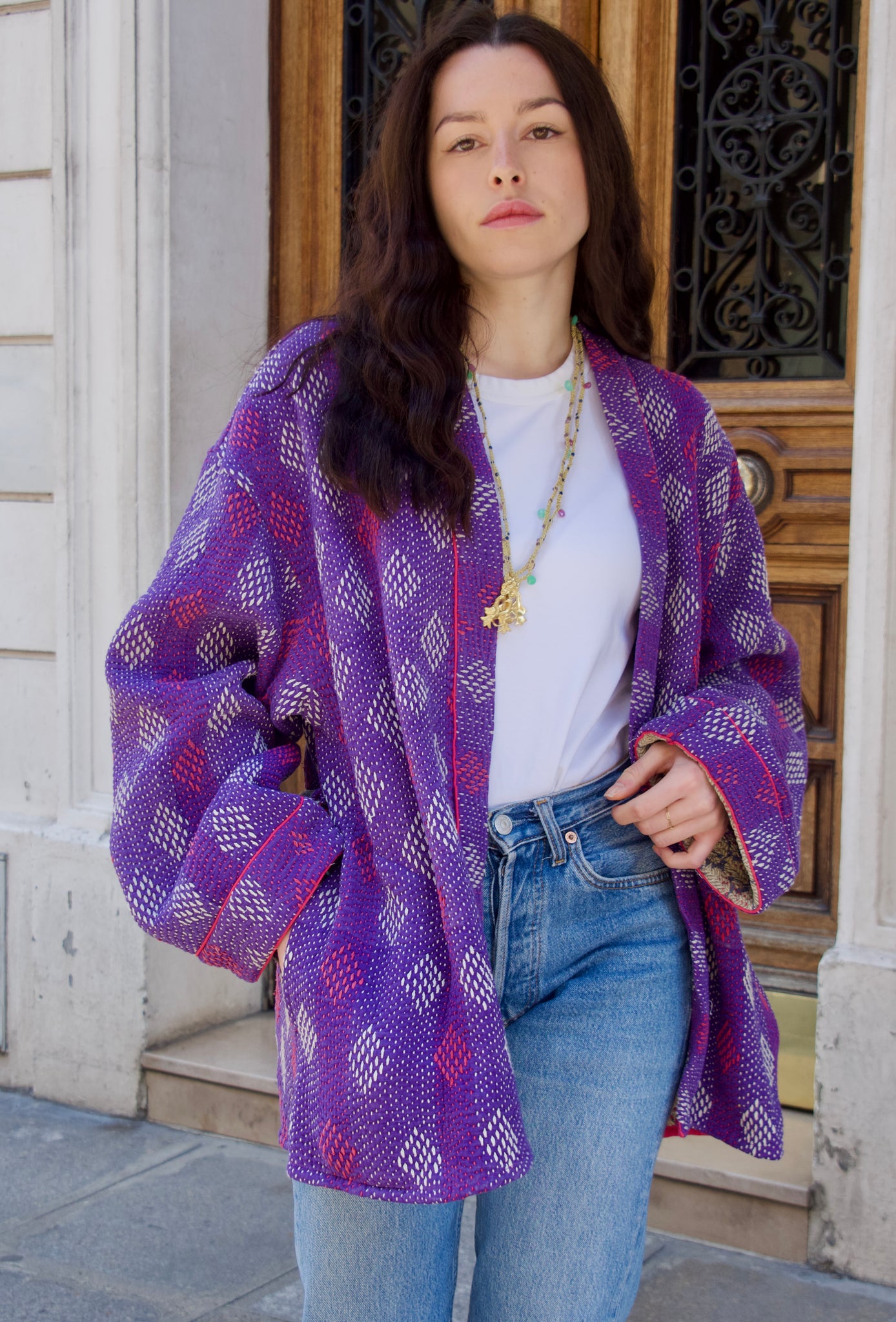 Veste tara à motifs